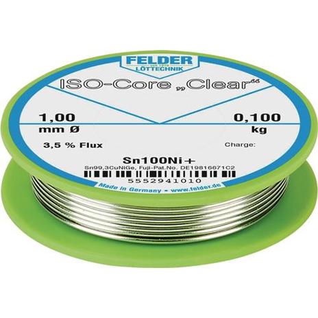 FELDER Löttechnik ISO-Core Clear Sn100Ni+ 1 mm 100 g - Lötdraht