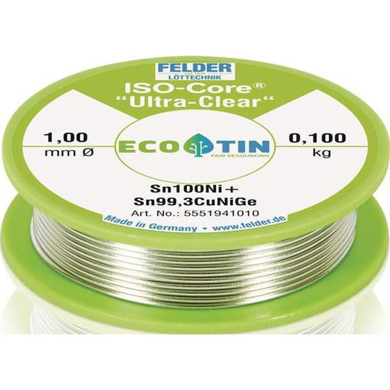 FELDER Löttechnik ISO-Core Ultra-Clear Sn100Ni+ - Bleifreier Lötdraht 1 mm