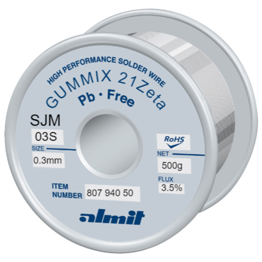 Almit Gummix 21Zeta SJM-03-S - Bleifreier 0,3 mm Lötdraht