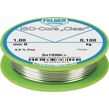 FELDER Löttechnik ISO-Core Clear Sn100Ni+ 1,5 mm - Lötdraht 100 g