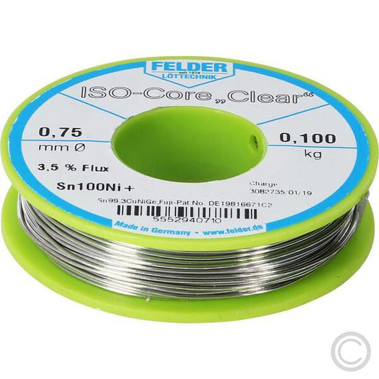 FELDER Löttechnik ISO-Core Clear Sn100Ni+ 0,75 mm 100 g - Lötdraht