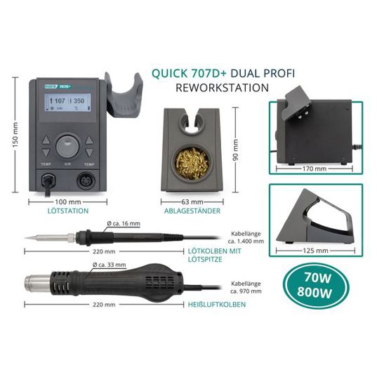 Quick 2 in 1 Reworkstation digital - 800 W Entlötstation