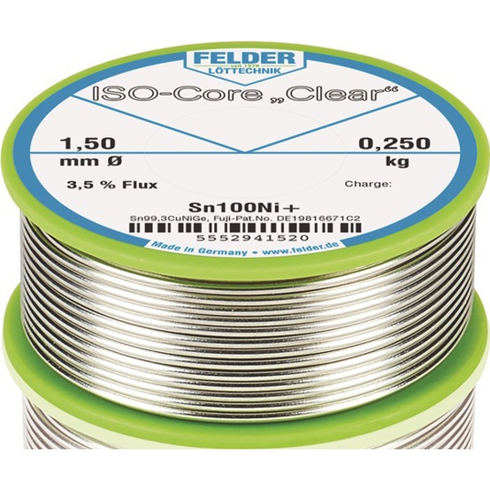 FELDER Löttechnik ISO-Core® Clear Sn100Ni+ 1,5 mm 250 g - Lötdraht